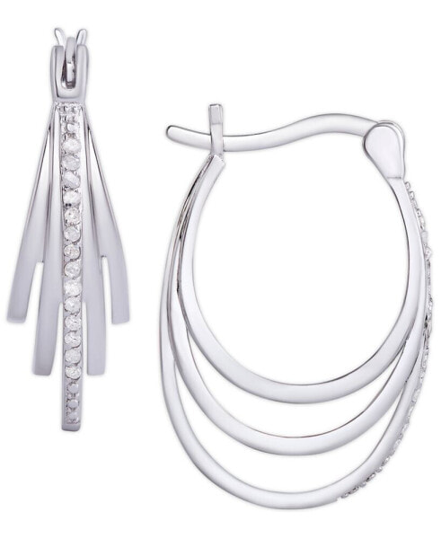 Diamond 1/10 ct. t.w. Multi Row Hoop Earrings in Sterling Silver