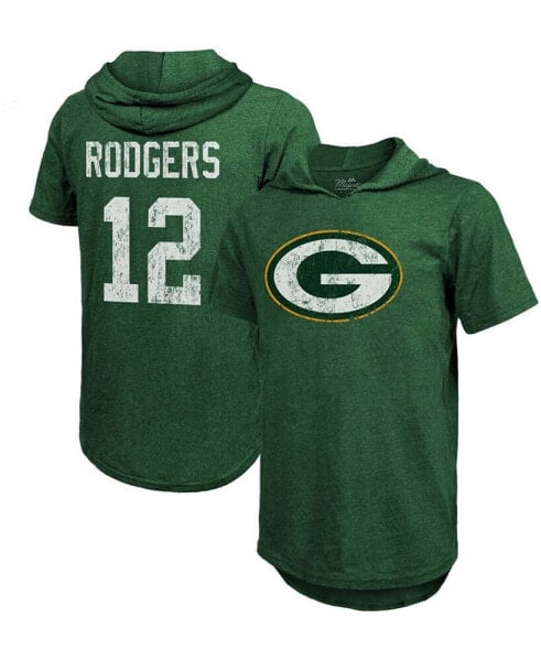 Men's Aaron Rodgers Green Green Bay Packers Player Name Number Tri-Blend Hoodie T-shirt