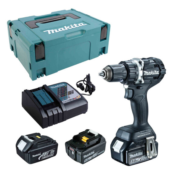 Makita Akku-Bohrschrauber DDF484BJX1 18V 2x 5,0Ah 1x 3,0Ah + Lader im MAKPAC 2