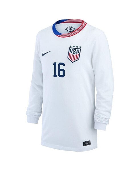 Big Boys and Girls Rose Lavelle White USWNT 2024 Home Stadium Replica Player Long Sleeve Jersey