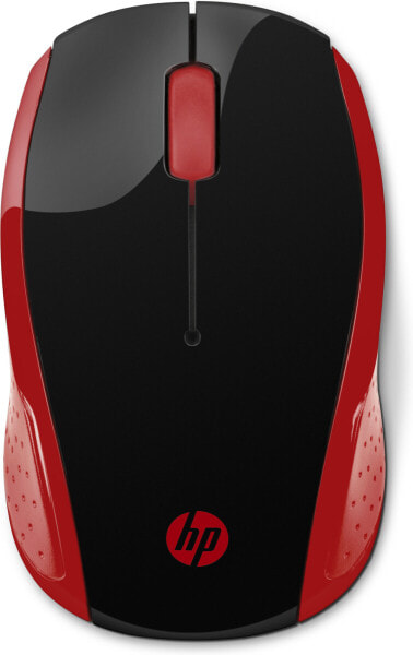HP Wireless Mouse 200 (Empress Red) - Ambidextrous - Optical - RF Wireless - 1000 DPI - Black - Red