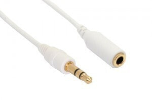 InLine Audio Cable - 3.5mm M/F - Stereo - white/gold 2m