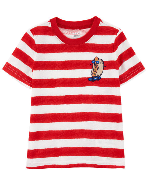Toddler Striped Hot Dog Graphic Tee 2T