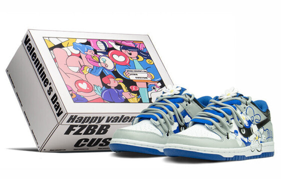 Кроссовки Nike Dunk Low Valentine's Day в подарочной коробке, голубые / CW1590-104