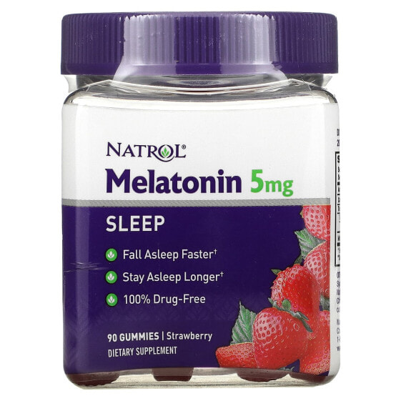 Melatonin, Sleep, Strawberry, 5 mg, 90 Gummies