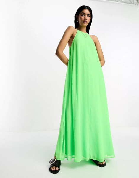 ASOS DESIGN soft halter maxi sundress in neon green