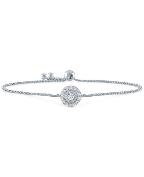 Lab-Created Diamond Circle Cluster Bolo Bracelet (1/8 ct. t.w.) in Sterling Silver