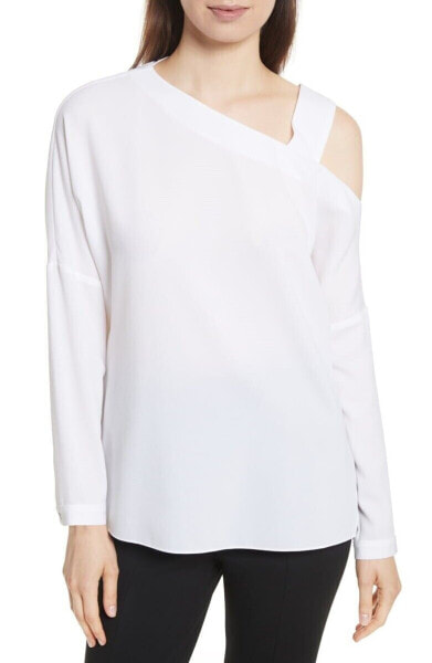 Women's Tibi Cutout Shoulder Crepe Top, Size Small - White 153330