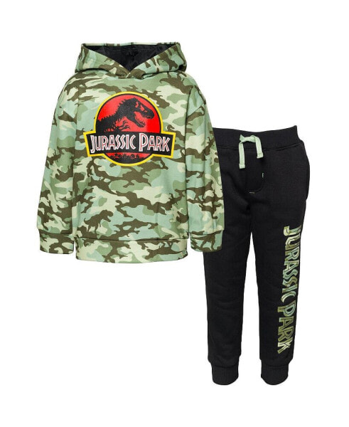 Toddler Boys Dinosaur Jurassic Park T-Rex Fleece Pullover Hoodie and Pants Outfit Set to