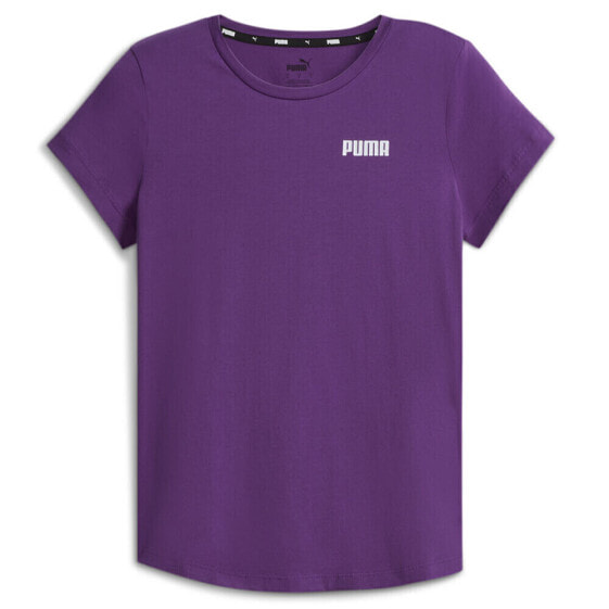 Puma Essentials Logo Crew Neck Short Sleeve T-Shirt Womens Purple Casual Tops 84