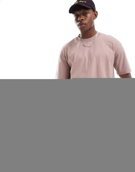 Hollister heavyweight boxy fit t-shirt in pink/brown