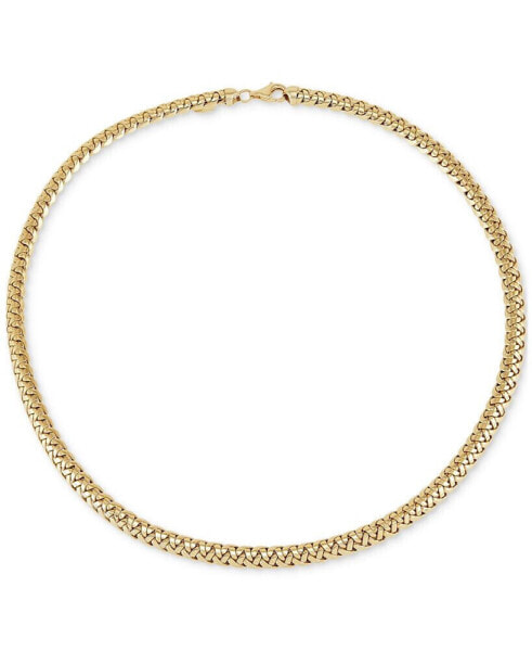 Polished Woven Link 17" Chain Necklace in 14k Gold