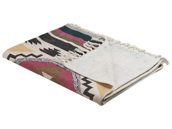 Плед Beliani NAGON ручной работы из хлопковой ткани в бохо-стиле, 130x180 см, цветной
