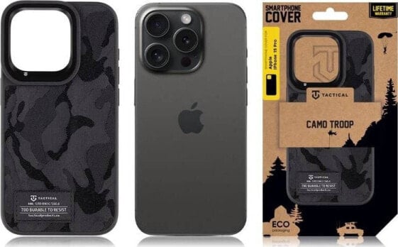 Tactical Tactical Camo Troop Cover for Apple iPhone 15 Pro Black standard