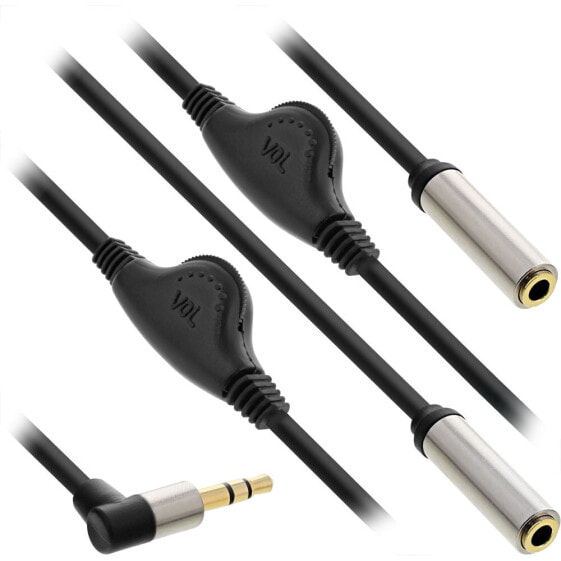 InLine Slim Audio Y-Cable 3.5mm M / 2x F - with volume control 0.25m