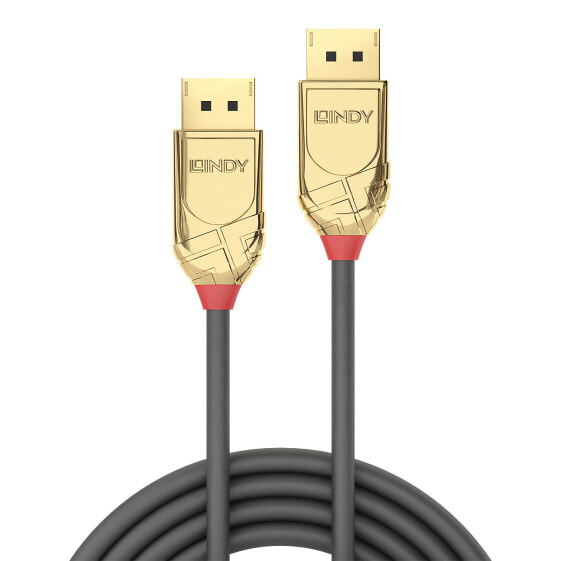 Lindy 10m DisplayPort 1.2 Cable, Gold Line, 10 m, DisplayPort, DisplayPort, Male, Male, Grey
