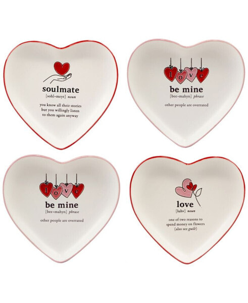 Valentine's Day Tidbit Plates, Set of 4