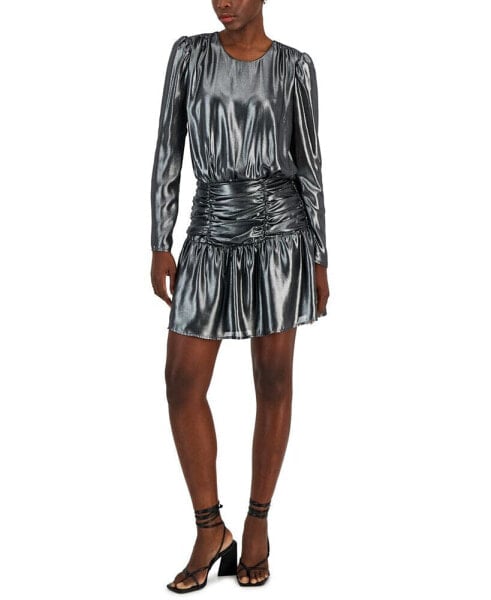 Women's Metallic Lamé Blouson Mini Dress, Created for Macy's