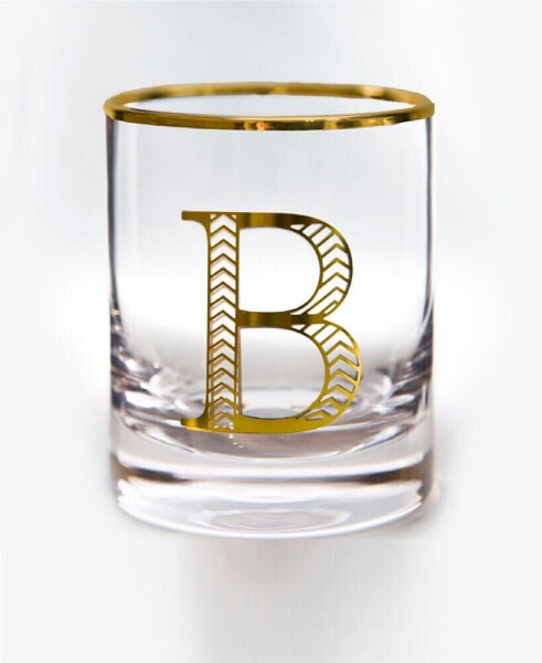 Monogram Rim and Letter B Double Old Fashioned Glasses, Set Of 4