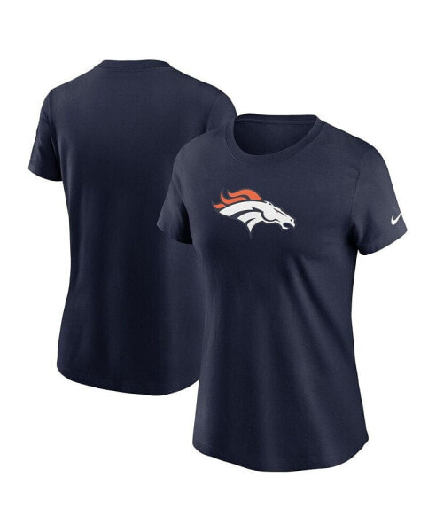 Women's Navy Denver Broncos Primary Logo T-Shirt