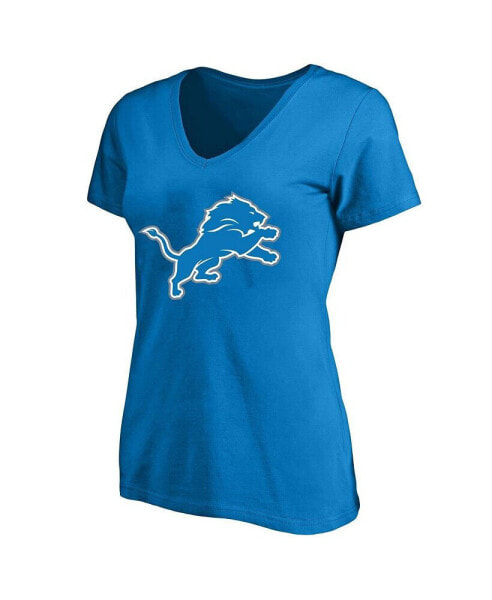 Women's Jahmyr Gibbs Blue Detroit Lions Plus Size Fair Catch Name and Number V-Neck T-shirt