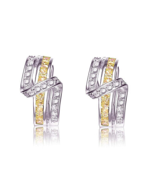 Sterling Silver Cubic Zirconia Cross Path Stud Earrings