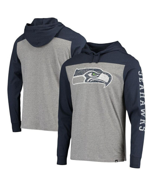 Men's Heathered Gray, Blue Seattle Seahawks Franklin Wooster Long Sleeve Hoodie T-shirt