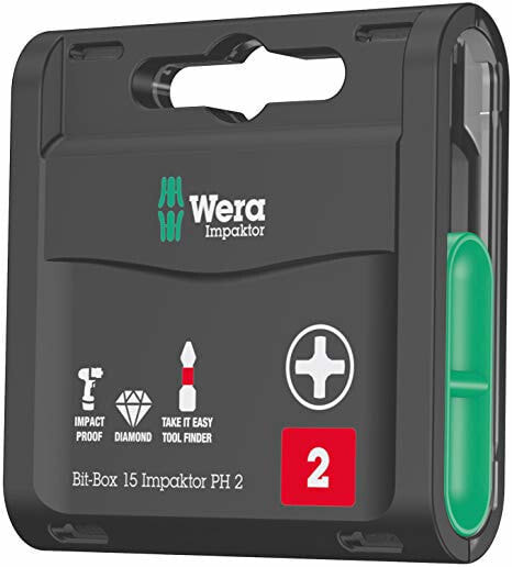 Wera Bit-Box 15 Impaktor PH - 15 pc(s) - Hex (imperial) - Metal,Plastic - 2.5 cm - Plastic