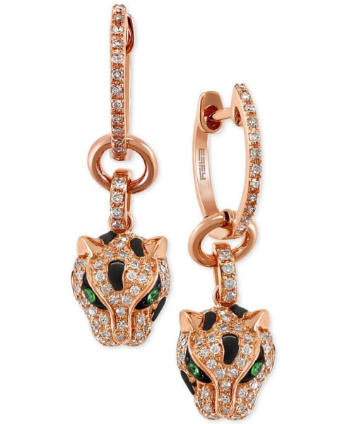 Signature by EFFY® Diamond (3/8 ct. t.w.) and Tsavorite Accent Panther Drop Earrings in 14k Rose Gold