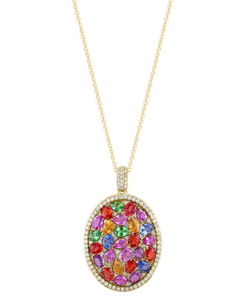 EFFY® Multi-Gemstone (5-7/8 ct. t.w.) & Diamond (1/2 ct. t.w.) 18" Pendant Necklace in 14k Gold