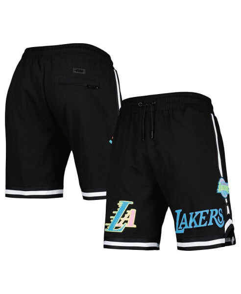 Men's Black Los Angeles Lakers Washed Neon Shorts