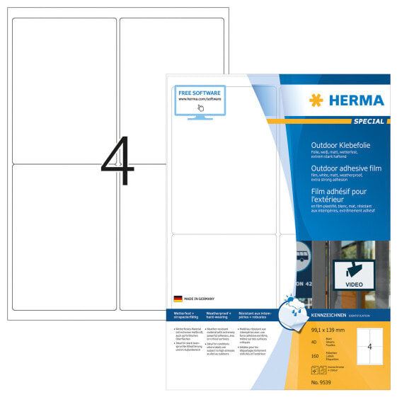 HERMA 9539 - White - Rectangle - A4 - Polyethylene - Matte - Laser