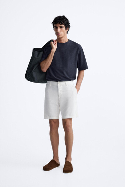 COTTON-LINEN BERMUDA SHORTS