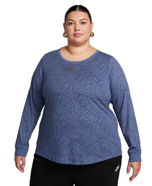 Plus Size Sportswear Essentials Long-Sleeve Top