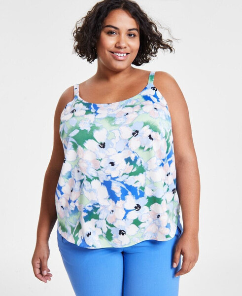 Plus Size Floral Spaghetti-Strap Camisole, Created for Macy's