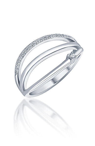 Elegant silver ring with zircons SVLR0393XH2BI