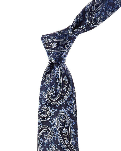 Canali Blue Paisley Silk Tie Men's Blue Os