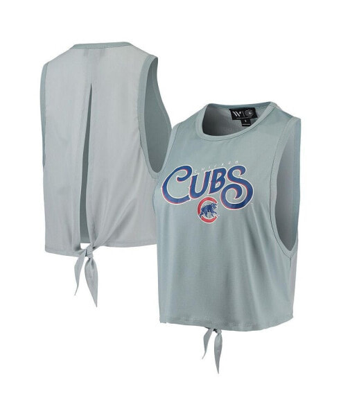 Women's Light Blue Chicago Cubs Open Back Twist-Tie Tank Top