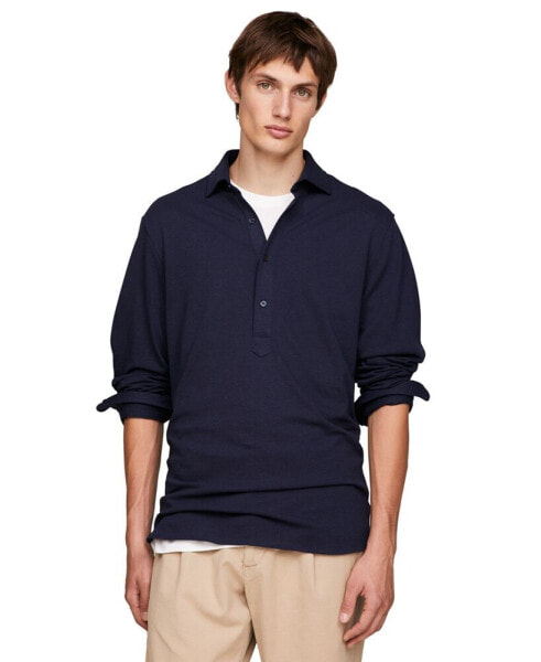 Men's Pique Popover Long Sleeve Regular Fit Shirt