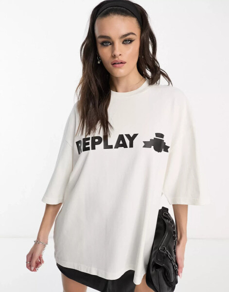 Replay – T-Shirt in Weiß mit Logo