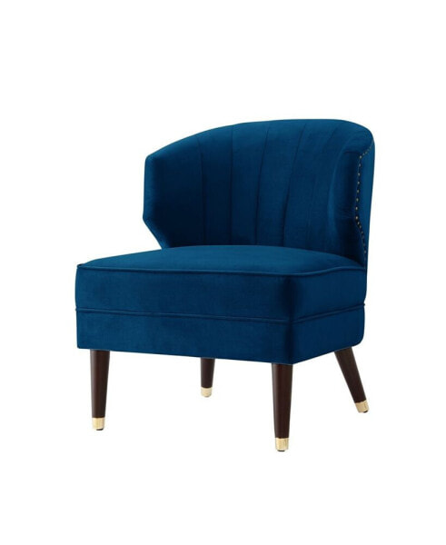 Cybele Velvet Channel Back Accent Chair with Nailhead Trim