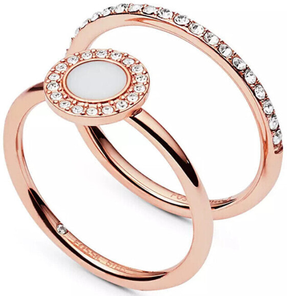 Gold-plated double ring with glittering ring JF02666791