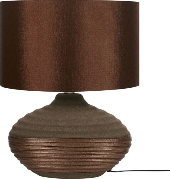 Lampa stołowa Beliani Lampka nocna porcelanowa brązowa LIMA