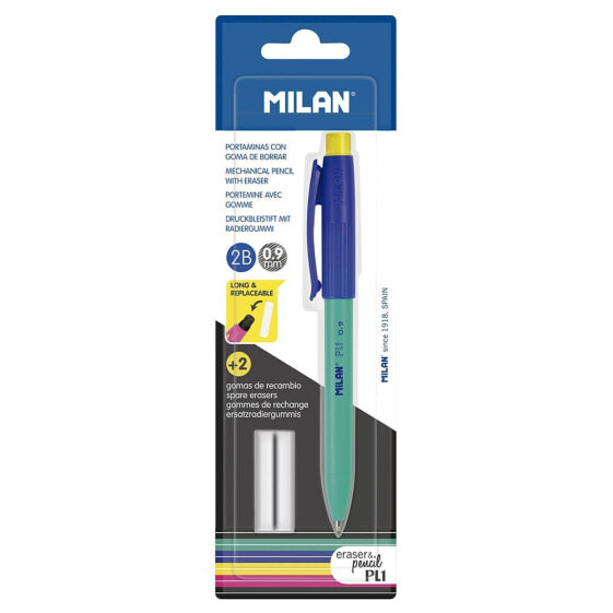 MILAN Blister Pack Pl1 0.9 mm Mechanical Pencil+2 Spare Erasers