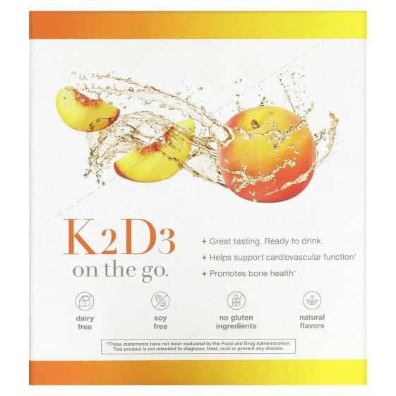 K2D3 On Th Go, Peach, 12 Packets, 1 fl oz (30 ml) Each