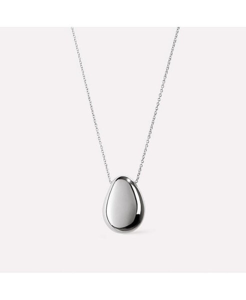 Silver Pendant Necklace - Pebble Silver