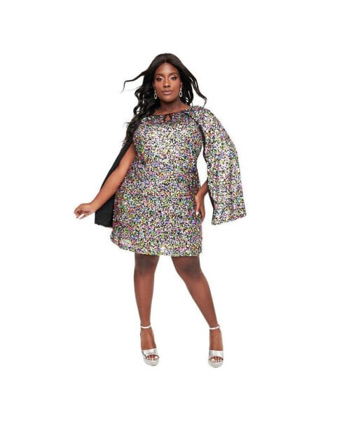 Plus Size Cape Sleeve Shift Dress