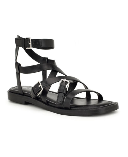 Women's Rulen Square Toe Strappy Flat Sandals