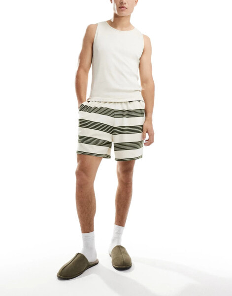 ASOS DESIGN lounge short in green stripe