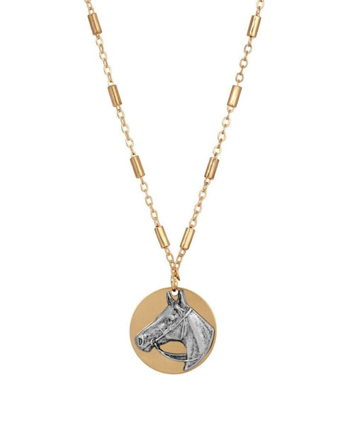 2028 two-Tone Horse Pendant Necklace